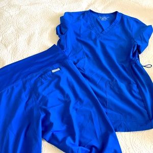 Royal Blue maternity scrub top and bottom
